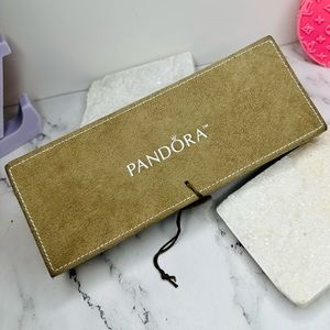 EUC Pandora Brown and Tan Faux Suede 3 Tier Jewlery Box